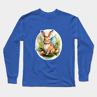 Happy Easter eggs Bunny Watercolor Long Sleeve T-Shirt